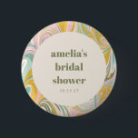 Möhippa för Anpassningsbar för pastellAbstrakt för Knapp<br><div class="desc">Cute Modern Aesthetic Gult,  Sage and Rosa Pastel Söt Abstrakt Swirl Anpassningsbar Möhippa Button</div>