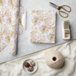 Möhippa för årsdagen av vitblomman guld kant bröll presentpapper<br><div class="desc">Fira bröllop, årsdagen, möhippan eller födelsedagen med denna vackra vita och guld blommigt som har blommar med sina petaler öppna, omgivna av söt stamsnurrar och vit bakgrund. Denna sommar och blomman från vår inspirerade mönster är lämpad för att även frigöra projekt. Omvandla vanliga till spektakulära med den här tidslättnaden och...</div>