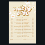 Möhippa för  av Retro-Daisy Flygblad<br><div class="desc">Vem vet den bästa Bride-Möhippan "Skulle hon hellre vilja" duschspel. Utformning av Retro-daisy.</div>