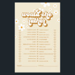 Möhippa för  av Retro-Daisy Flygblad<br><div class="desc">Vem vet den bästa Bride-Möhippan "Skulle hon hellre vilja" duschspel. Utformning av Retro-daisy.</div>