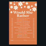 Möhippa för  av Retro-Daisy Flygblad<br><div class="desc">Vem vet den bästa Bride-Möhippan "Skulle hon hellre vilja" duschspel. Utformning av Retro-daisy.</div>