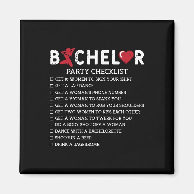 Möhippa för bachelor checklist Brudgum Brudgummens Magnet (Framsidan)