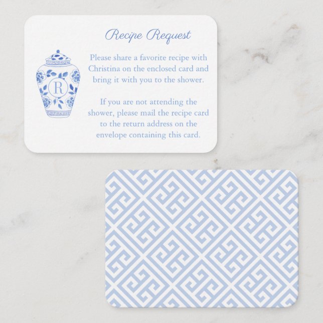 Möhippa för begäran om Monogram Ginger Burk-recept Tilläggskort (Fram/baksida)