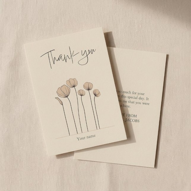 Möhippa för beräknade toner tack kort (Muted tones bridal shower thank you card.)