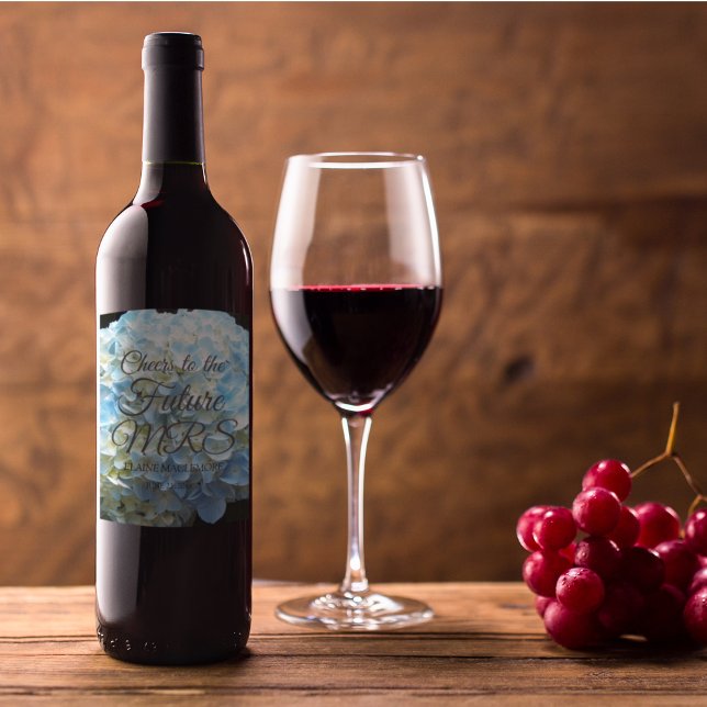 Möhippa för blå blommiga Petals-Personlig Vinflaska Etikett (In Situ)