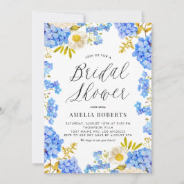 Möhippa för blå vattenfärg Hydrangea-Blommigt Inbjudningar