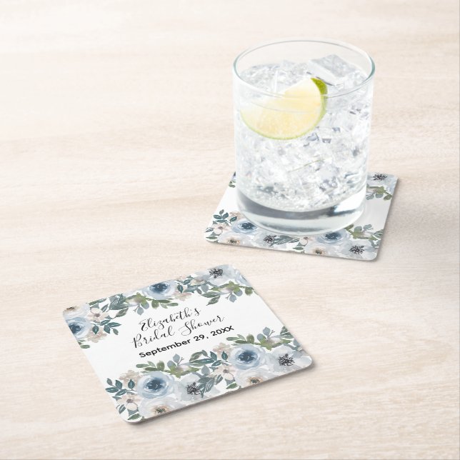 Möhippa för blå vit Blommigt vattenfärg Underlägg Papper Kvadrat (Insitu)