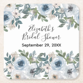 Möhippa för blå vit Blommigt vattenfärg Underlägg Papper Kvadrat