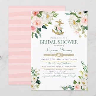 Möhippa för blom- ro för vattenfärg nautisk inbjudningar