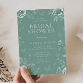 Möhippa för Blommigt av ändrad Vintage Sage Inbjudningar