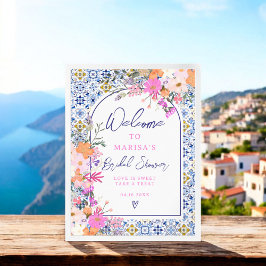 Möhippa för blommigt av blå  i italienska blått fä poster