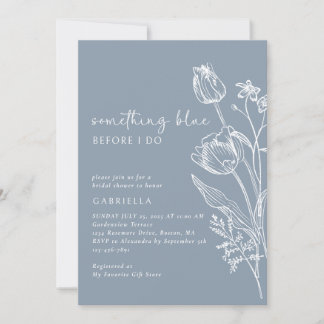 Möhippa för Blommigt av blåvit linje i elegant Inbjudningar