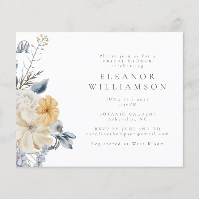 Möhippa för Blommigt av budgeterad, blå Gult (Framsida)