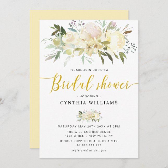 möhippa för blommigt av champagne inbjudningar (Fram/baksida)