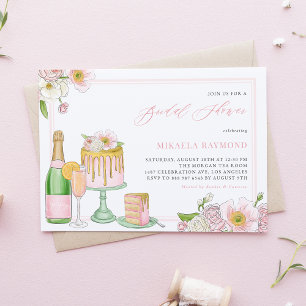 Möhippa för Blommigt av champagne och drivkummel Inbjudningar