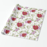 Möhippa för Blommigt av elegant Presentpapper<br><div class="desc">perfekt av elegant rött och lila blommönster för alla pappra inslagningar av tillfälle. Perfekt för bröllop eller möhippor.</div>