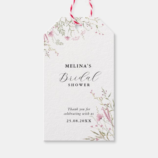 Möhippa för Blommigt av elegant Rosa Vild Presentetikett (Framsidan)