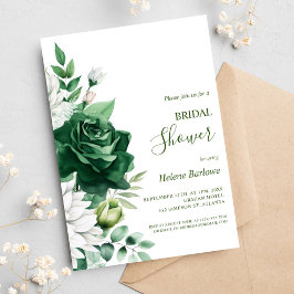 Möhippa för Blommigt av Emerald Grönt Modern Elega Inbjudningar