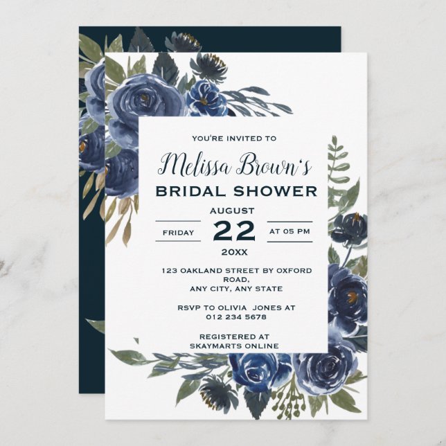 Möhippa för Blommigt av Eucalyptus-Grönt Inbjudningar (Fram/baksida)