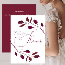 Möhippa för Blommigt av färgen Cranberry Watercolo Inbjudningar