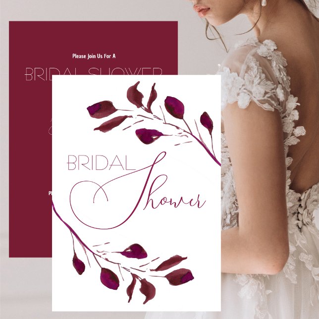 Möhippa för Blommigt av färgen Cranberry Watercolo Inbjudningar (Skapare uppladdad)