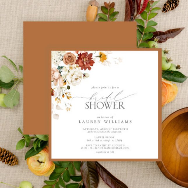 Möhippa för Blommigt av  för elegant av rostbränd  Inbjudningar (Skapare uppladdad)