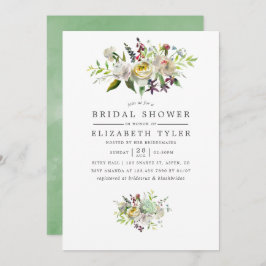 Möhippa för Blommigt av Grönt och vitvattenfärg Inbjudningar