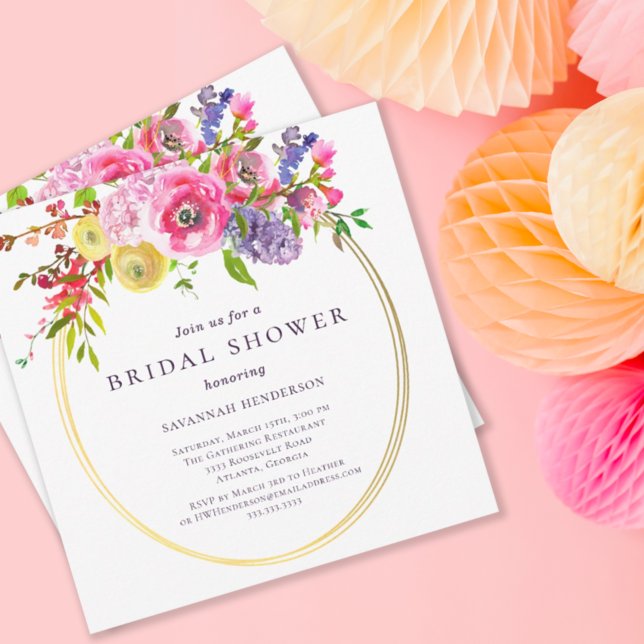 Möhippa för Blommigt av Gult för  Rosa Lila Invi Inbjudningar (Skapare uppladdad)