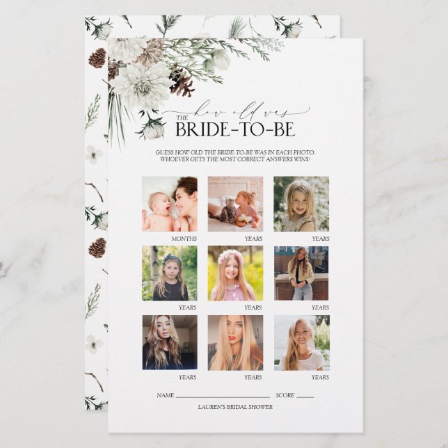 Möhippa för Blommigt av  i elegant Script Winter (Fram/baksida)