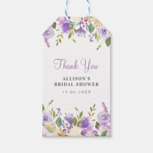 möhippa för blommigt av lila vattenfärg presentetikett