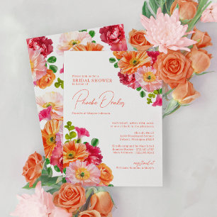 Möhippa för Blommigt av ljus Orange och Rosa Inbjudningar