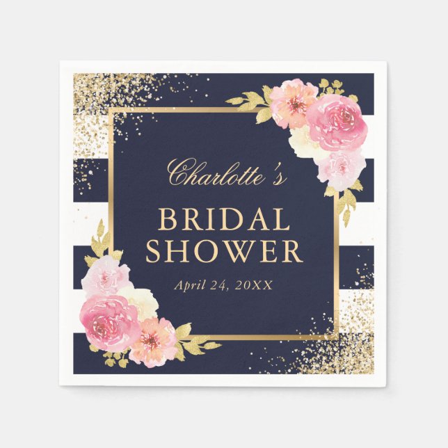 Möhippa för Blommigt av marin Rosa - vattenfärg Pappersservett (Framsidan)