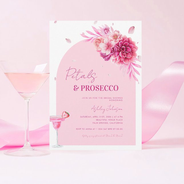 Möhippa för Blommigt av Petals & Prosecco Rosa  Inbjudningar (Skapare uppladdad)