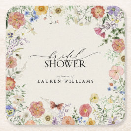 Möhippa för Blommigt av pressad Wildblomma Underlägg Papper Kvadrat