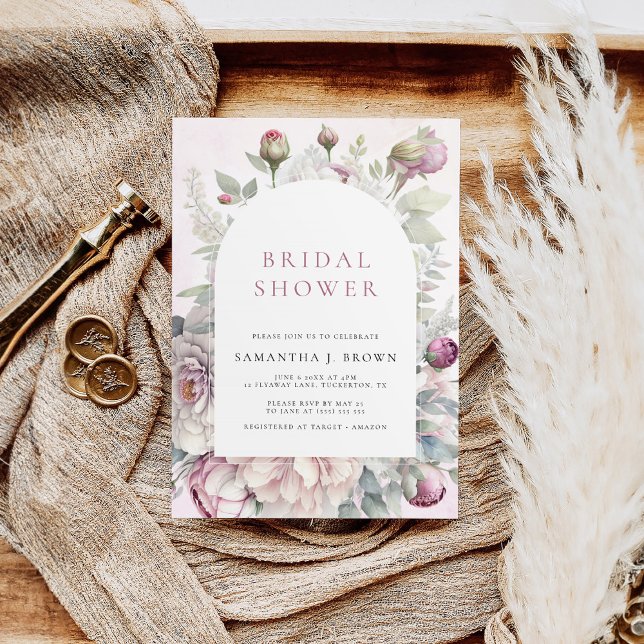 Möhippa för Blommigt av  Rosa Elegant Peonies  Inbjudningar (Skapare uppladdad)