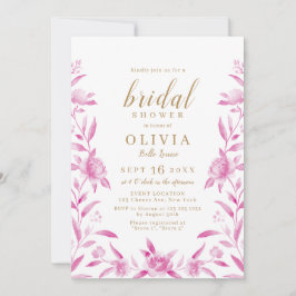 möhippa för blommigt av rosa och guld inbjudningar