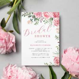 möhippa för blommigt av rosa ros för vattenfärgen inbjudningar