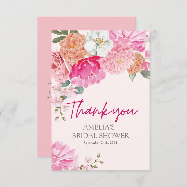 Möhippa för Blommigt av  rosa - vattenfärg - välko Tack Kort (Fram/baksida)