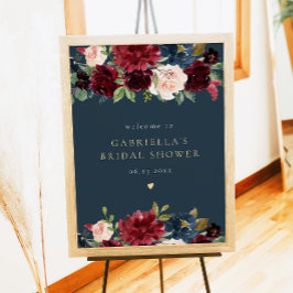 Möhippa för Blommigt av Rustic Burgundy-flottan Vä Poster