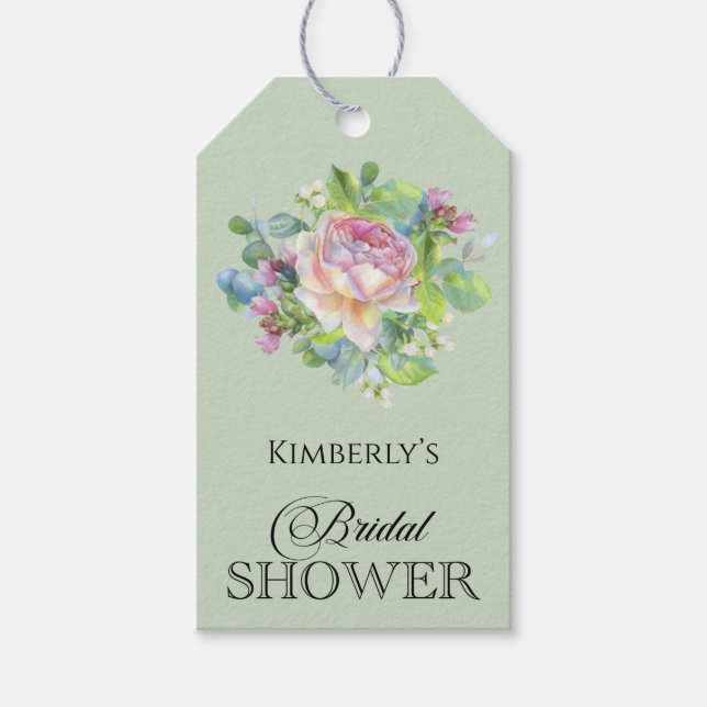 Möhippa för Blommigt av rustik vattenfärg Presentetikett (Framsidan)