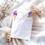 Möhippa för Blommigt av skalad iskräm med Roligt<br><div class="desc">Den här unika iskrämen är den vattenfärg som jag målade upp av min egen i den moderna Azur Blue, Vanilla Cream, Peach, Burgundy, Viva Magenta och perfekt för Rosa färg för din roligt och sparsam självinjett med vänner "Hon har blivit uppskurna" Möhippa. Andra matchande objekt för party finns i MternDigitPics-stackens...</div>