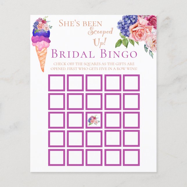 Möhippa för Blommigt av skopplad iskräm Bingo-spel (Framsida)