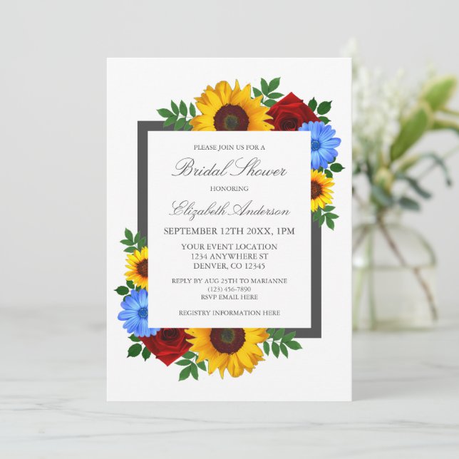 Möhippa för Blommigt av solros Ro höst Inbjudningar (Stående Fram)