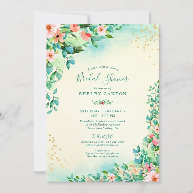 Möhippa för Blommigt av tropisk vattenfärg Inbjudningar (Framsida)