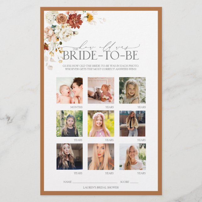 Möhippa för Blommigt av vattenfärg i rost Orange (Framsida)