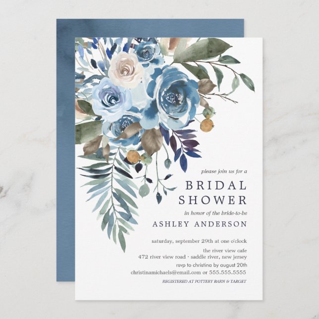 Möhippa för Blommigt av vattenfärgen Greenery & Ro Inbjudningar (Fram/baksida)