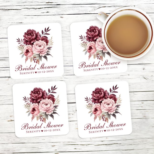 Möhippa för Blommigt av vattenfärgen Peony Waterco Underlägg Papper Kvadrat (Skapare uppladdad)