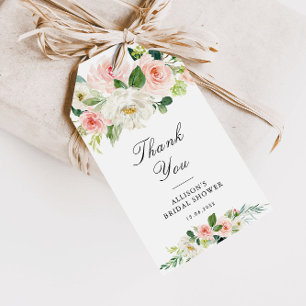 möhippa för blommigt av vattenfärger i rosa presentetikett