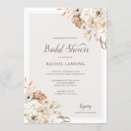 Möhippa för Blommigt av vattenfärgsfärg, Neutralt Inbjudningar