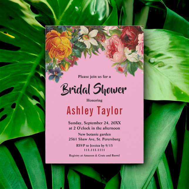 Möhippa för Blommigt för  blommfärgad Ro- Inbjudningar (Skapare uppladdad)